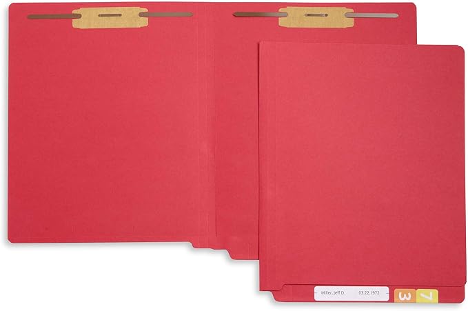 Blue Summit Supplies 50 Red End Tab Fastener File Folders, Letter Size | Durable 11pt red paper, straight cut end tabs, 2 prong fasteners, medical files, receipts, office reports - Image 3