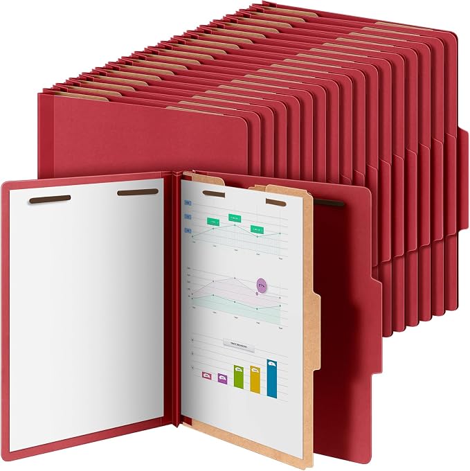 48 Pcs Skyygemm Classification Folder Letter Size, 1 Divider,Red | Back to School Supplies, File Organizer with Fastener, Expanding File Organizer Bulk for Office Employee, Staff, Teacher by Skyygemm