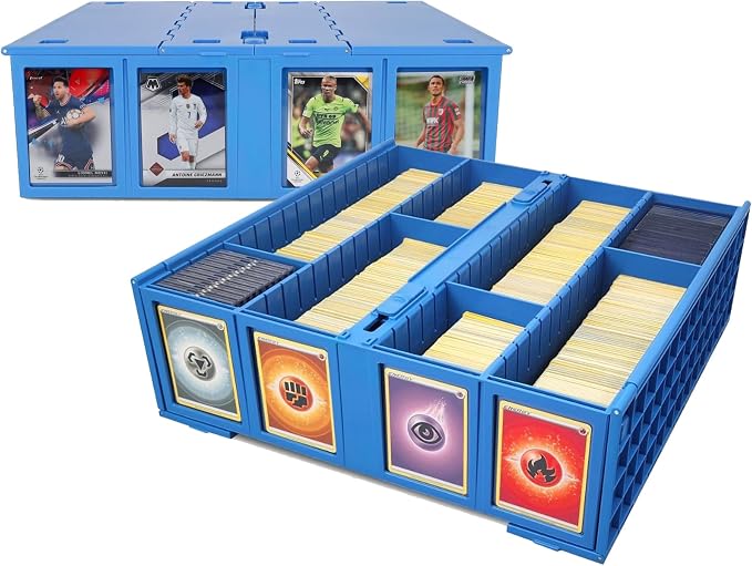 BCW Collectible Card Bin (2-Pack, Blue) | Holds 3200 Cards Each | Includes 4 Dividers Per Bin | Storage for Pokémon, MTG & Sports Cards by BCW