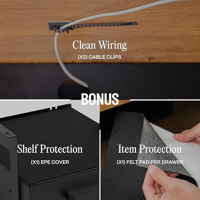 Under Desk Drawer Slide-Out – Lockable Metal Storage Drawer with Cable Management for Office & Home (Single, Bracketed) - Image 7