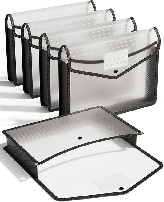 ThinkTex Plastic Expanding File Folder, Transparent envelopes with Snap | No Dividers, Large Capacity, Fit Letter/A4 Size - 5 Packs by ThinkTex