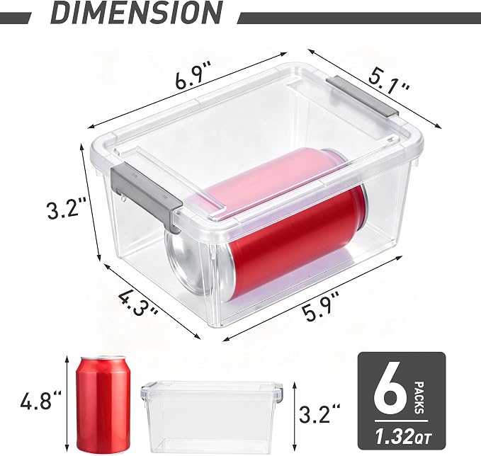 Citylife 6Packs 1.3Qt Small Storage Bins with Lids,Stackable Clear | Plastic Containers for Beads, Buttons, Sewing Supplies, Office Supplies and Small Toys - Image 2