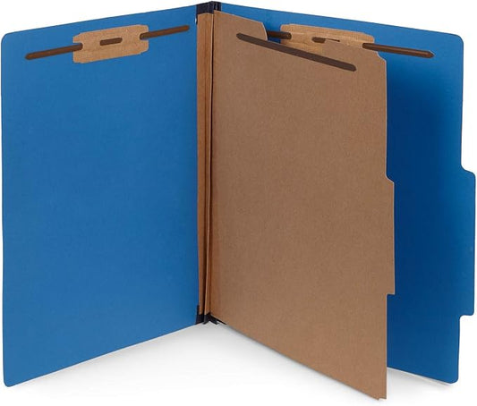 Blue Summit Supplies 30 Dark Blue Classification Folders, 1 Divider, Letter | Heavy duty 25pt dark blue pressboard, 1 divider, 2 in expansion, 2 prong, medical files and office reports by BlueSummitSupplies