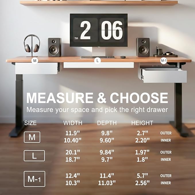 Under Desk Drawer,20.1 inch Carbon Steel Slide-Out Under Table Storage Organizer With Full Extension Ball-Bearing Slides,Undermount Drawer For Standing Desk & Home Office,White - Image 8