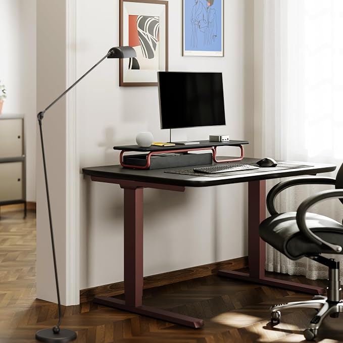 Fenge Solid Wood Monitor Stand Riser with Large Drawer Storage, Black | Fully Assembled, 37.4W x 9.8D x 4.8H, Holds up to 110 lbs, Minimalist Home Office Desk Setup - Image 8
