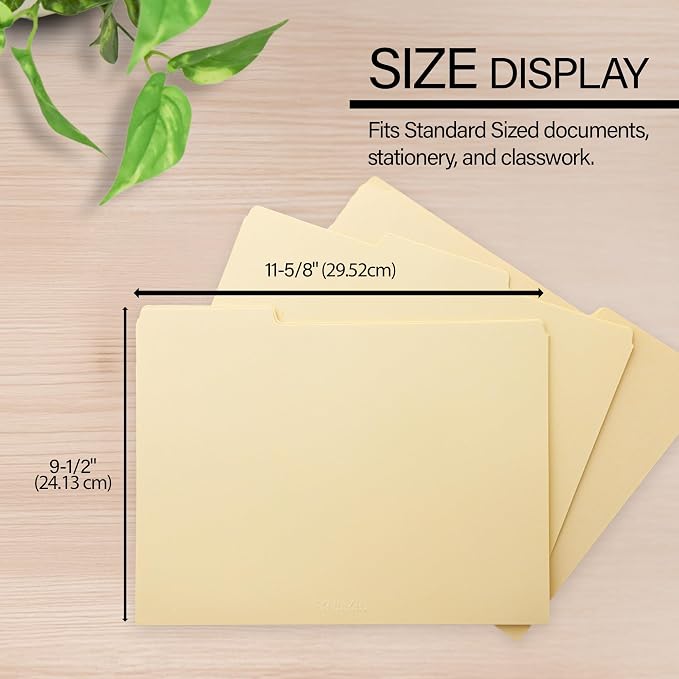 BAZIC Products Manila File Folder, 1/3-Cut Tab, Letter, 100 Ct Box, 2-Pack | staggered tabs, Fit standard file drawers and cabinets - Image 2