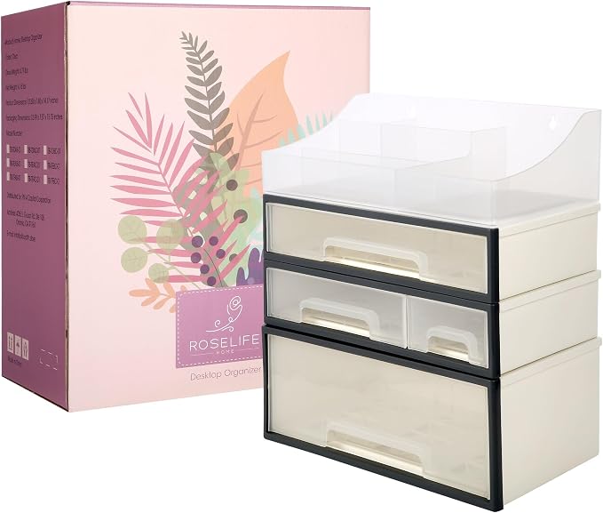 Medicine & Makeup Organizer, Cosmetic & Kitchen Spice Storage - 4 Drawer, 5 Slot Transparent Desktop Stationery Organizer - Image 5