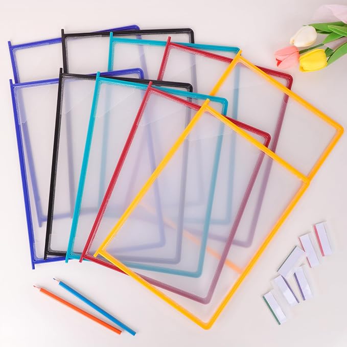 10-Pocket Desktop Reference & Display System with 360° Adjustable Base, Fast Flip & Find Desk Reference Organizer, A4/Letter Size 10 Double-Sided Panels with 5-Color Borders & Index Tabs, White - Image 8