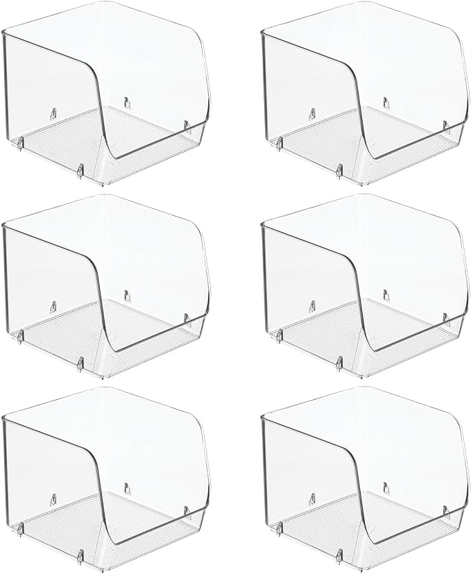 iDesign Stackable Open-Front Storage Bins, Set of 6, Clear | Kitchen and Pantry Organization - Image 9