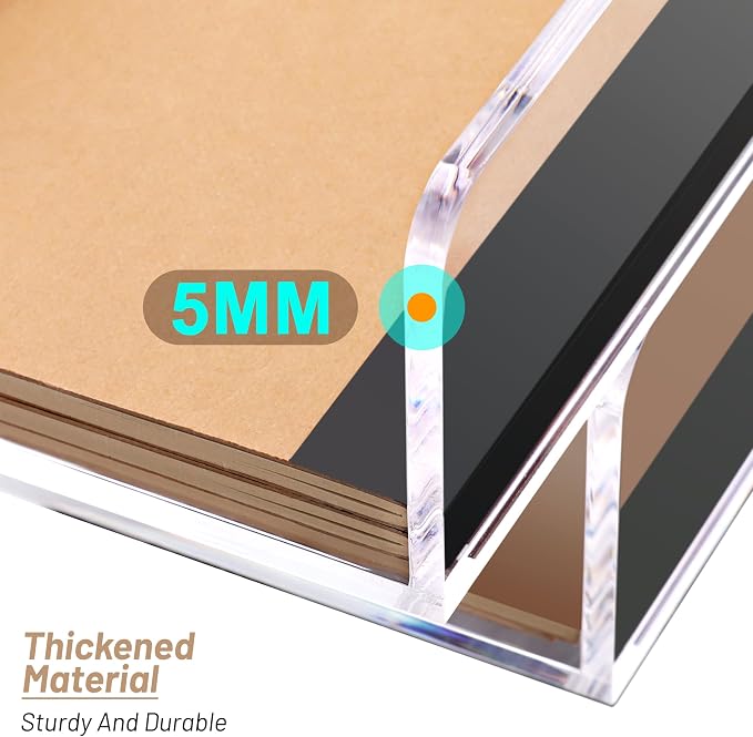 SANRUI Stackable Acrylic Desk Organizer, Paper Tray Organizer, 2-Pack | Desk Organizers and Accessories, File Organizer for Letter Book A4 Office File Folder Holder 12 x 9.26 x 5.3 inches, Clear - Image 8