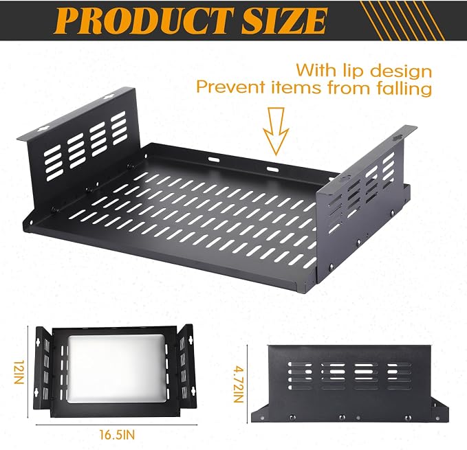 Under Desk Computer Mount for Small Form Factor SFF Computers and Pcs, Using Space 16.7" x H 4.75" x D 12" Mount Shelf Organizer for Office Home Workstation Gaming Stand up Desk - Image 2