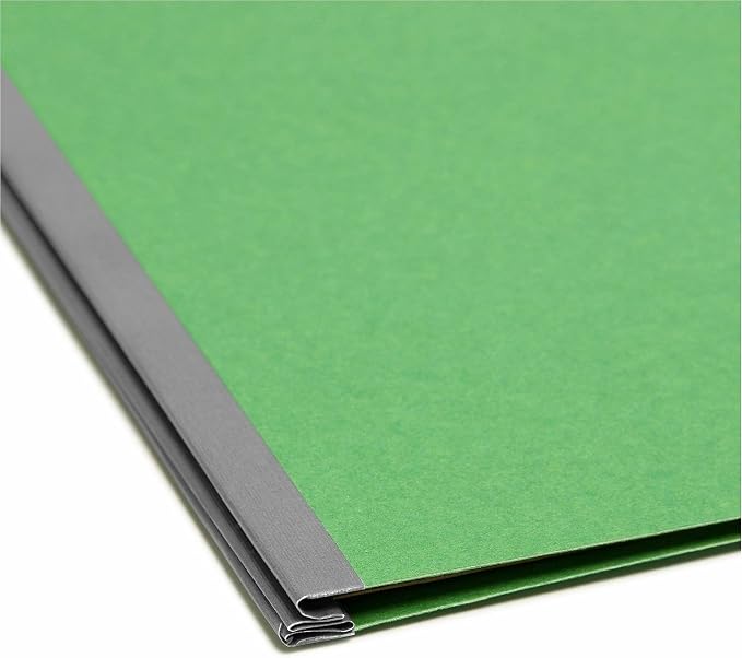 Smead Pressboard Classification File Folder with SafeSHIELD Fasteners, 1 Divider, 2" Expansion, Letter Size, Green, 10 per Box (13733) (Pack of 1) - Image 5