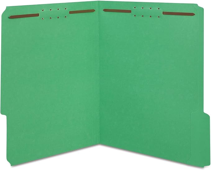 Staples Reinforced Tab Fastener Folder, Letter Size, Green Pressboard, Durable Construction, 50/Box - Image 3