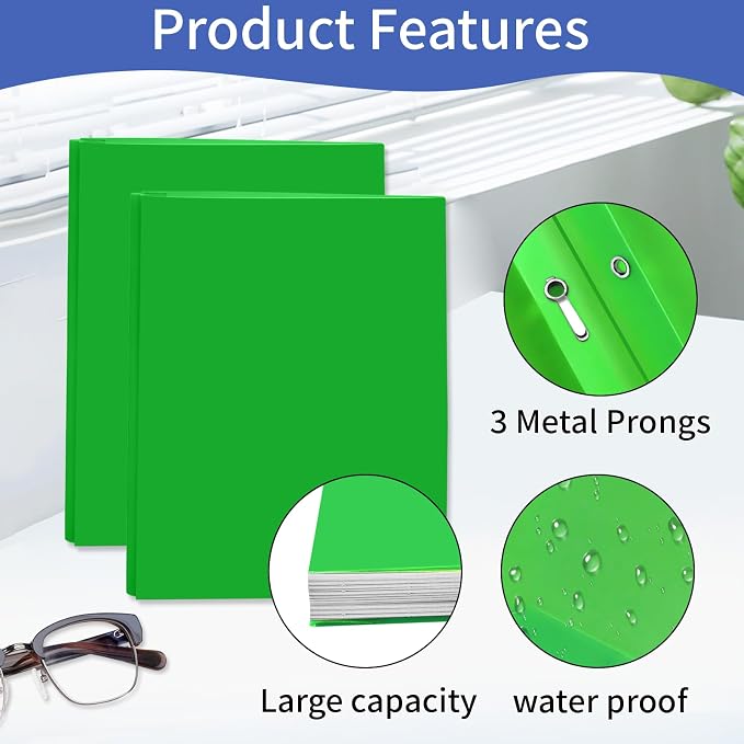 24 Pcs Plastic Folders with Pockets and Prongs (Multi-Colored),Letter Size,Business Card Slot,Bulk 2-Pocket Folder for School Office or Home,Durable Acid-Free Poly,Back to School Supplies - Image 3