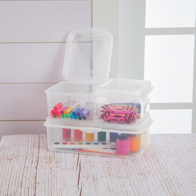 Sterilite 18038612 Small Flip Top Storage Box (24) | Bin with Hinged Lid, Stackable Multipurpose Organizer for Art & Craft Supplies, Accessories, Photos & CDs, Home or Office Use - Image 8