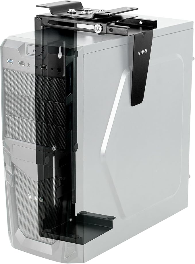 VIVO Black Under Desk and Wall Office PC Mount, MOUNT-PC01 | 3.5 to 7.8 inch Wide Adjustable Computer Mount, CPU Case Machine Holder Stand, Swivel and Secure Locking, Holds 22 lbs by Unknown