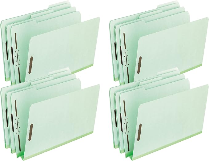 Pendaflex Pressboard Fastener Folders, Letter Size, Light Green, 2" Expansion, 1/3 Cut, 25/BX (17181) (Pack of 4) by TOPSProducts