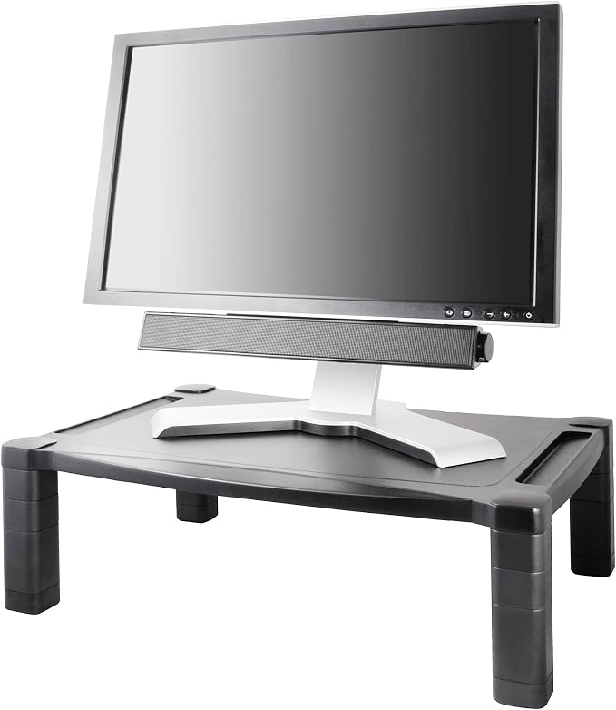 Kantek Extra Wide Single Level Height-Adjustable Monitor/Laptop Stand, 20-Inch Wide x 13.25-Inch Deep x 3 to 6.5-Inch High, Black (MS500) - Image 7