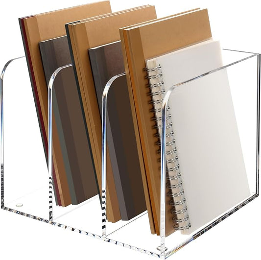 Magazine Holder, Clear Acrylic Magazine Rack, File Organizer for Office Desk, Book Organizer,-One-Piece-3 Vertical spaces,1 pack (B5)…… by HeZone