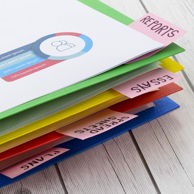 BAZIC Products Assorted Color Paper 8-Pocket Folder Organizer, 3-Pack | business card slot, Sorts letter-size 8.5 x 11 in papers - Image 6