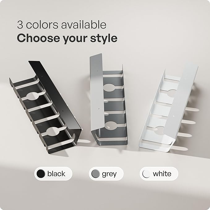 PAMO Cable Management Under Desk, Set of 2 - White | Includes 10 x cable holders, cable clips & screws, easy installation - made of high quality powder coated steel. - Image 6