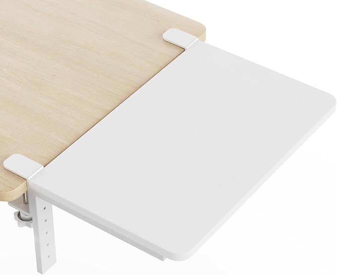 Desk Extender, 15-inch Clamp-On Desk Shelf, Height-Adjustable Desktop Shelf Organizer for Monitors Office and Gaming Accessories, Arm Support Table Extension, 44lbs Heavy Duty, White by ART-GIFTREE