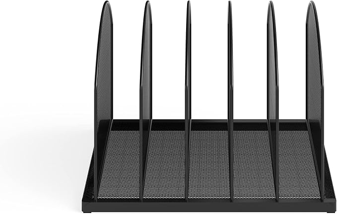 Safco Onyx Desk Organizer 5 Upright Sections, Vertical File Holder Mail Sorter Black Home, Office or Classroom Desktop Organization (3215BLKD) - Image 2