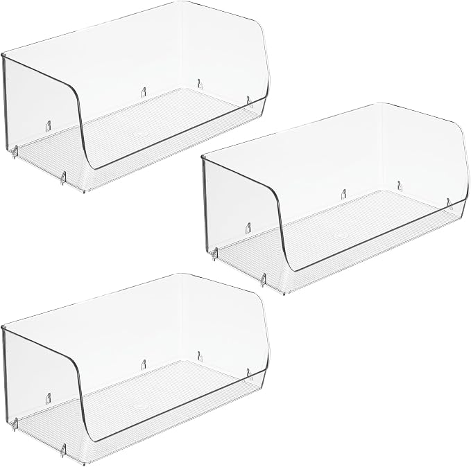 iDesign Stackable Open-Front Storage Bins, Set of 3, Clear | Kitchen and Pantry Organization - Image 9