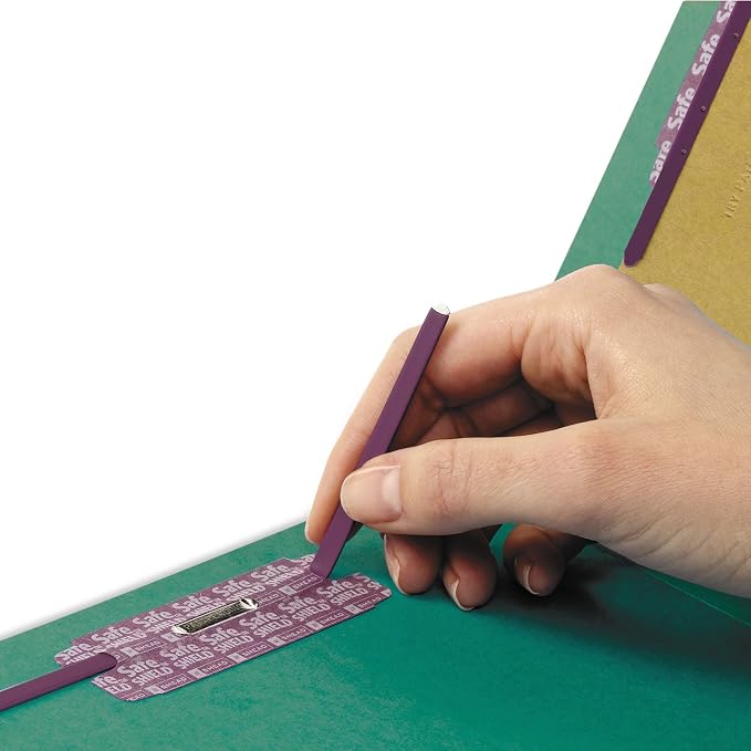 Smead 100% Recycled End Tab Pressboard Classification File Folder with SafeSHIELD Fasteners, 2 Dividers, 2" Expansion, Letter Size, Green, 10 per Box (26785) - Image 4