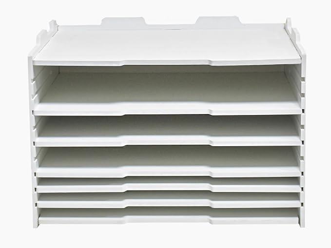 18 1/8" L × 13 3/16" W × 12 9/16" H Standard Horizontal Letter Tray, Multi-Tier Desktop File Organizer, Paper Document Mail Sorter for Home Office Classroom – White(6 Tier-Horizontal) by Unknown