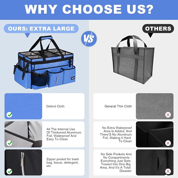 Extra-Large Wearable Cleaning Caddy With Detachable Divider,Cleaning Caddy For Cleaning Supplies Large Cleaning Supply Caddy With Adjustable Shoulder Strap & Waist Belt For Cleaners - Image 3