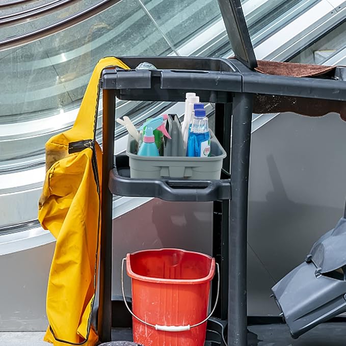 Begale 4-Pack Commercial Products Carry Caddy, Plastic Cleaning Basket | Divided Storage Zones, Comfort Grip Handle, Ideal for Janitorial & Commercial Use - Image 4
