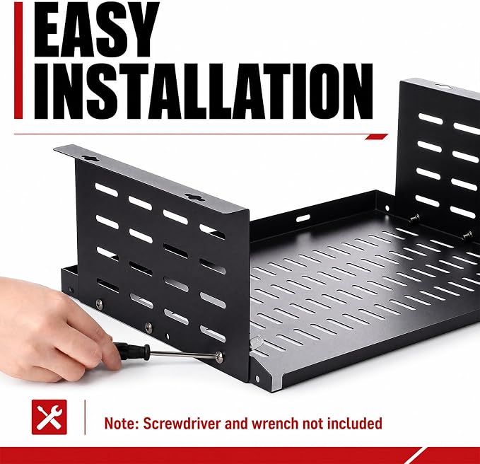 Under Desk Computer Mount for Small Form Factor Sff Computers and Pcs, Using Space 16.7" x H 6" x D 12" Mount Shelf Organizer for Office Home Workstation Gaming Stand up Desk - Image 7