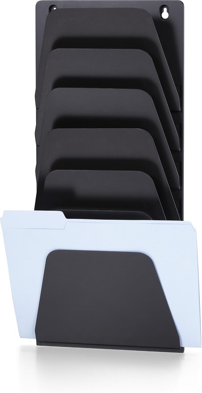 Officemate Wall File Holder, Letter/Legal, 7 Pockets, Black (21505) by Officemate