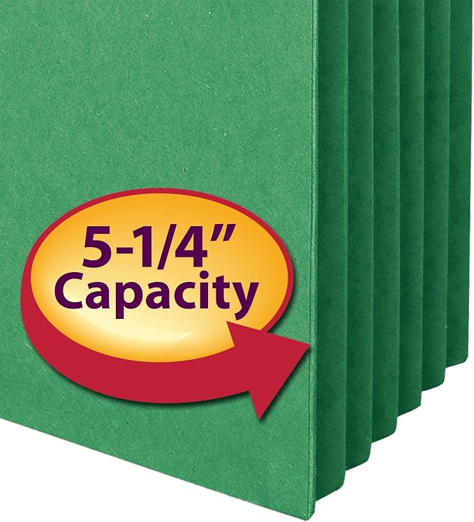 Smead File Pocket, Straight-Cut Tab, 5-1/4" Expansion, Letter Size, Green, 10 per Box (73236) (Pack of 5) - Image 3