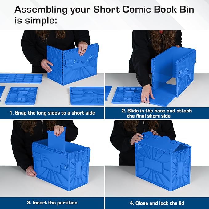 BCW Short Comic Book Bin | Holds 150 Comics | Stackable Plastic Storage | Acid-Free Organizer | Blue, 2 Pack - Image 4
