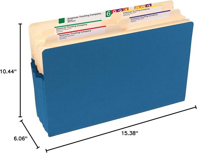 Smead File Pocket, Straight-Cut Tab, 3-1/2" Expansion, Legal Size, Blue, 25 per Box (74225) - Image 8