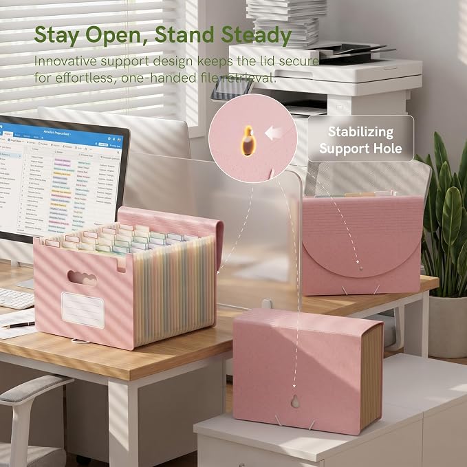 ABC life 26 Pockets Accordion File Organizer, Blush Pink | Expanding File Folder for Letter/A4 Size, Portable Document Holder with A-Z Tabs for Tax Receipt, School, Home, Office - Image 4
