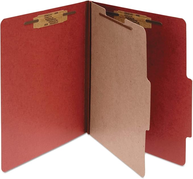 Acco ACC16034 Pressboard 4-Part Classification Folders, Legal, Earth Red, Box of 10 (16034) by ACCO+Brands