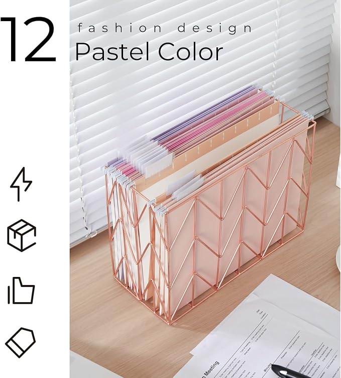 Y YOMA 48 Pack Colored Hanging File Folders Letter Size Decorative Hanging Folder Cute Pretty File Folder for Filing Cabinet Office Home with 1/5-Cut Adjustable Tabs, Macaroon Color - Image 2