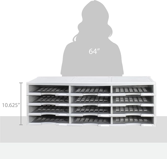 Storex 12-Compartment Literature Organizer/Document Sorter, Grey (61601U01C) | compartment Organizer - Image 8