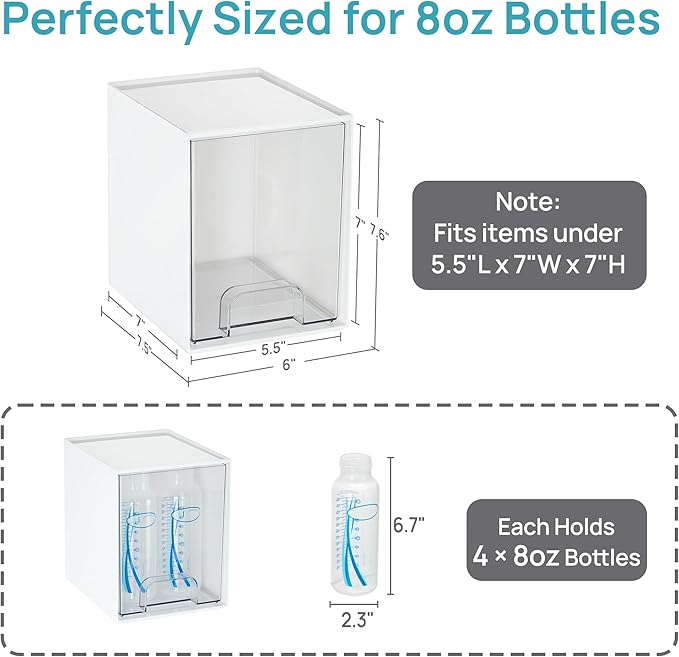 Vtopmart White Stackable Storage Drawers, 2 Pack Tall Organizers | Pull-Out Drawers, Stackable Design for Skincare, Cosmetics, Beauty Supplies, Vanity, Bathroom, Cabinet and Countertop - Image 2
