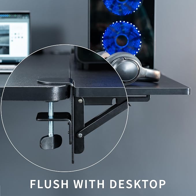 VIVO Black Clamp-on 30 x 12 in Desk Extender, DESK-EXT30 | Foldable, Wrist Support Arm Rest, Office Keyboard Tray, Side Table Extension Attachment - Image 8