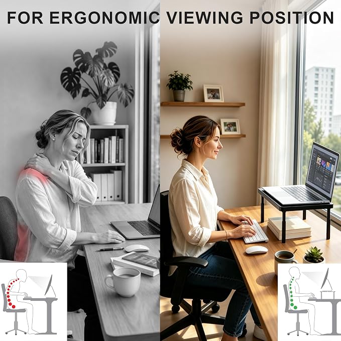 WALI Dual Monitor Riser for Desk, Adjustable Laptop Riser, up to 44 lbs | Computer Monitor Stand with Airflow Vents, Fits Monitors, Notebook, Printers, for Home, Office, School (PTT001‑2), 2 Pack - Image 7