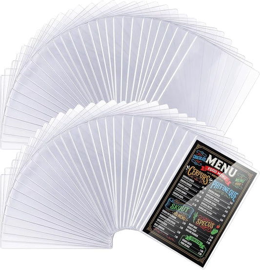 300 Pcs 8.5" x 14" Clear Plastic Menu Sleeves Covers Legal Size for Restaurant Menu Protector, 8.5" x 14" Rigid Print Protectors, Clear Hard Plastic Protective Sleeves Covers by Henoyso