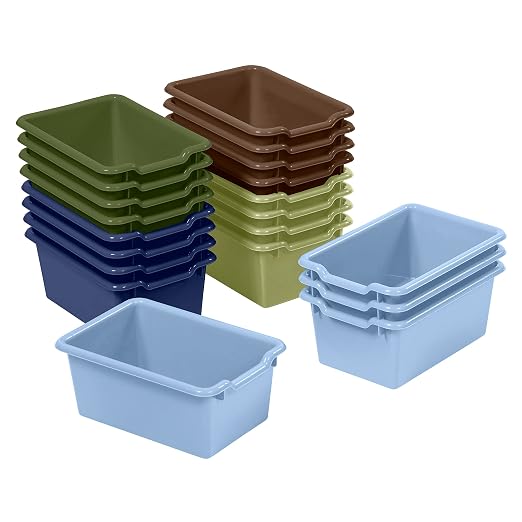 ECR4Kids Scoop Front Storage Bin, Multipurpose Organization, Earthtone, 20-Piece by ECR4Kids