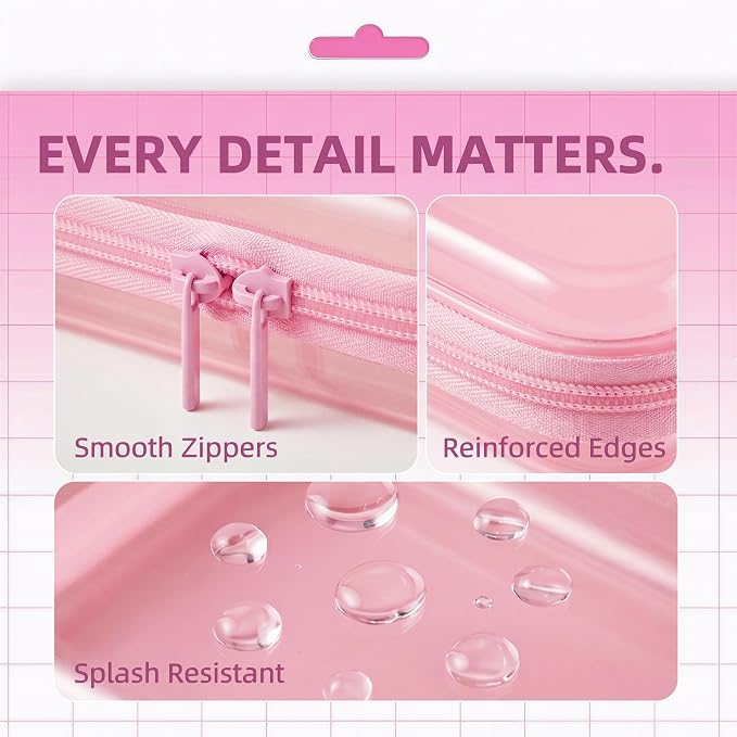 CoiiJoii 6Pcs Large Clear Hard Shell Zippered Case, Diaper Bag Organizing Pouches, Waterproof Cosmetic Bag, Toiletry Bag Storage Organizer Bins. - Image 7