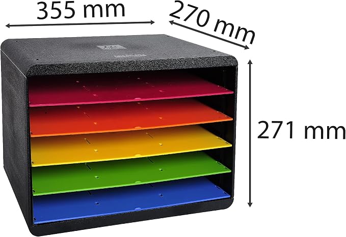 Exacompta - Ref 305798D - Iderama Collection - Sorter Horizon 5 Sections - 270 x 355 x 271mm in Size, Suitable for Landscape A4+ Documents - Black/Harlequin - Image 3