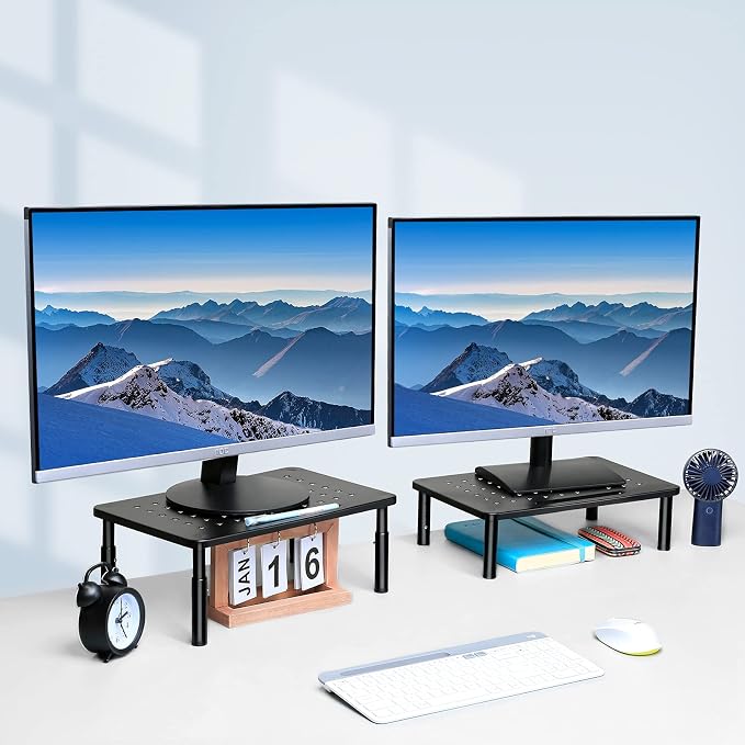 Zimilar 2 Pack Height Adjustable Monitor Stand Riser with Unique Star Mesh Design - Image 4
