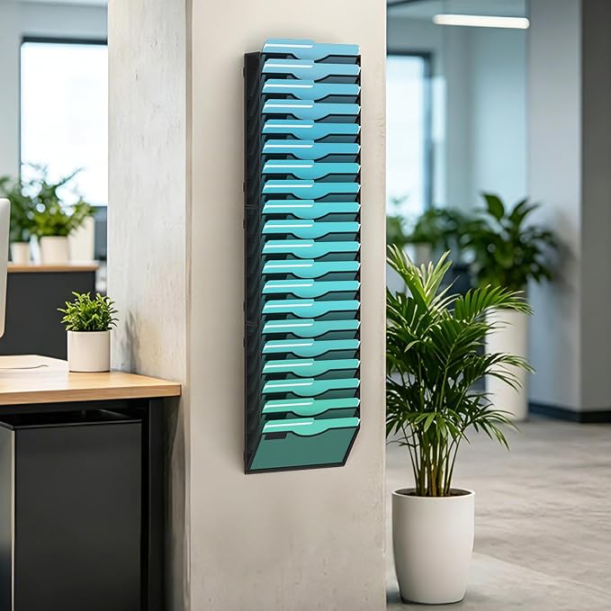 Gawerk 20-Tier Wall File Organizer Hanging Wall File Holder Wall Mount Paper Folder Organize - Image 3